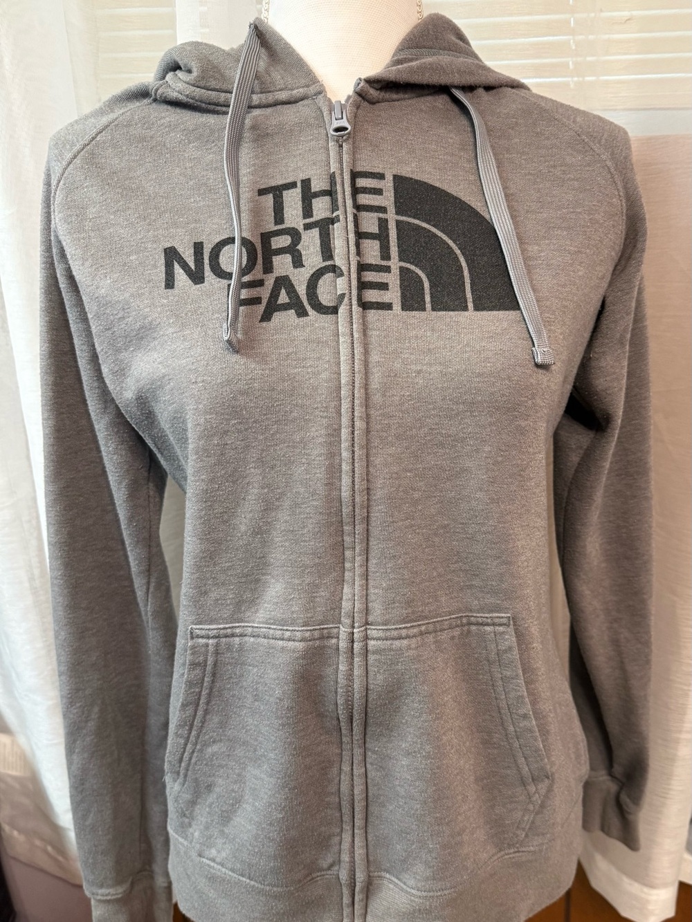 The North Face Women's Gray Zip Hoodie with Logo